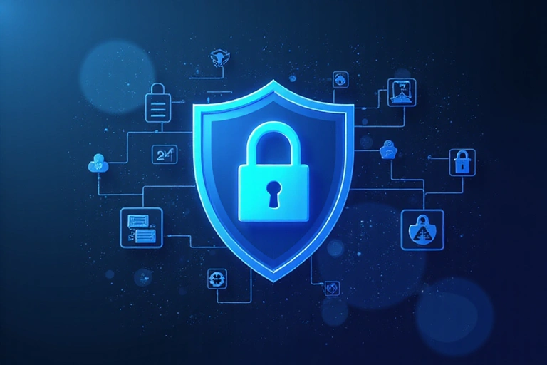 Ilustración de seguridad de datos y privacidad en línea.