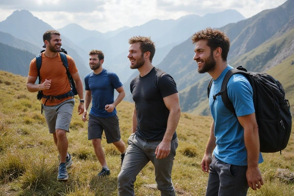 Grupo de hombres diversos y vitales, simbolizando la misión de la marca
